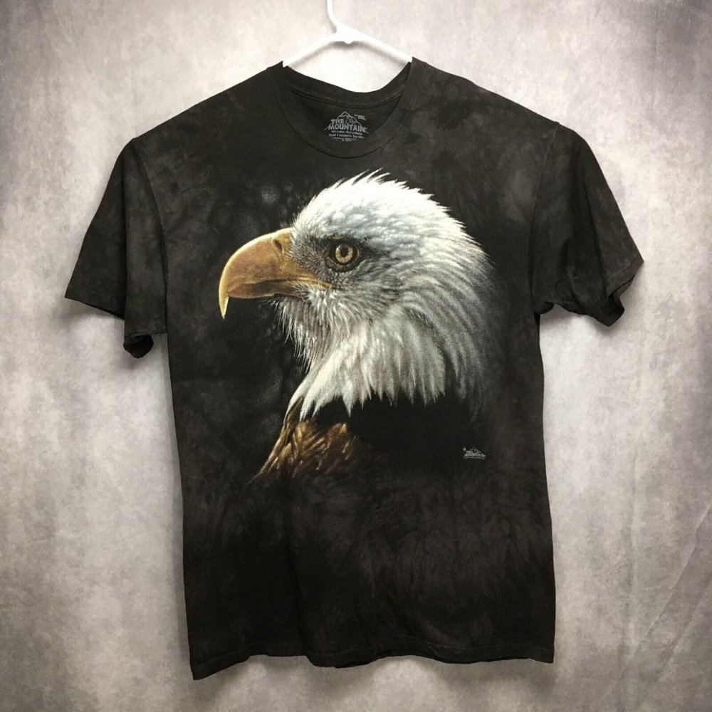 The Mountain Bald Eagle T Shirt Adult 2XL Black Tie Dye Short Sleeve Mens‎ Tee